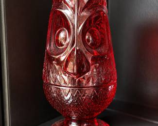 Vicki g glass red owl fairy lamp