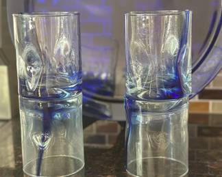 Libby ( several in original box) cobalt swirl glasses