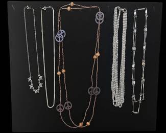Vintage Costume Jewelry Necklace Collection with Peace Sign and Star Motifs