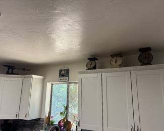 Kitchen scales and various antique measuring instruments