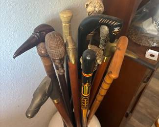 Vintage walking sticks, sherlock holmes, HMS victory, ducks