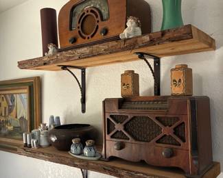 Vintage Radios and pottery