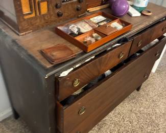 Wooden dressers and radios