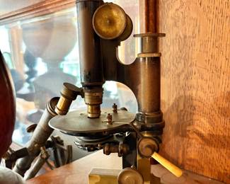 Antique Brass Bausch & Lomb Compound Microscope