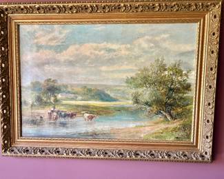 George Turner English (1841-1910) Bucolic Landscape Painting