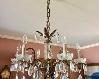 Antique French Bronze Crystal Art Nouveau Chandelier