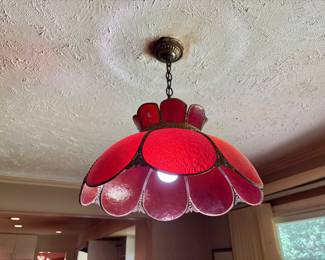 Vintage Red Tiffany Style Hanging Chandelier