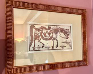 "Horse Eases the Way to Heaven" Woodblock Print