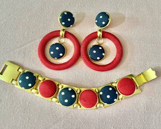Red, White and Blue Bracelet and Earrings Set 