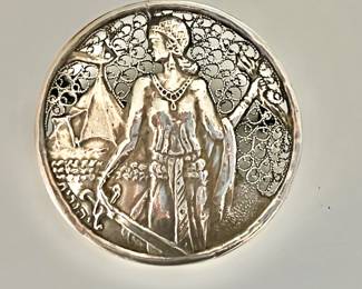 Sterling Brooch with Delicate Woven Background