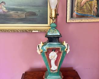Vintage Japanese Geisha Table Lamp