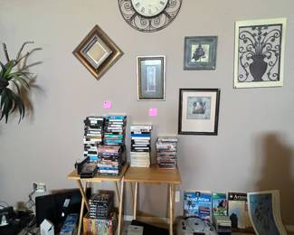 Cassette player, cassette set, dvds/vhs/cds, john wayne set, Various other entertainment