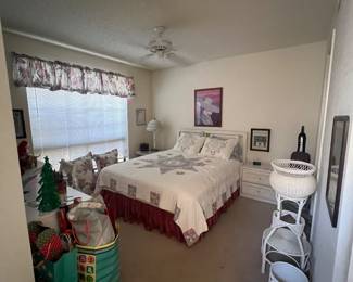 Wicker furniture, mattress and boxspring, tv, birthday/holiday wrapping paper, gift bags etc, EVERYTHING MUST GO!!