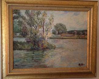 Antique Impressionist French landscape signed M Klein