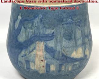 Lot 1804 Paul E. Cox Pottery New Orleans Landscape Vase with homestead decoration. E Woodward Type Initiled C