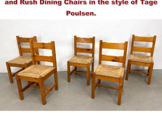 Lot 1494 Set 5 Vintage 1970s Danish Pine and Rush Dining Chairs in the style of Tage Poulsen.