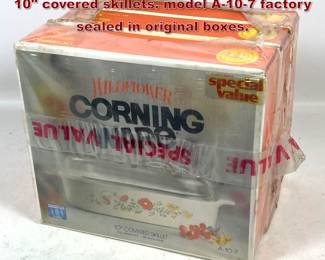 Lot 1659 3 Boxes Corning Ware Wildflower 10 covered skillets. model A107 factory sealed in original boxes.