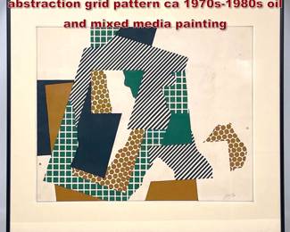 Lot 1570 James Francis Thorpe geometric abstraction grid pattern ca 1970s1980s oil and mixed media painting 