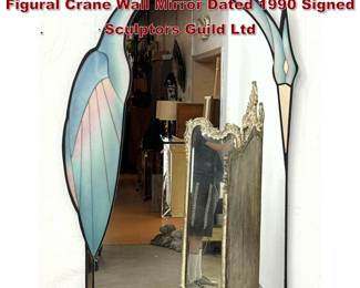 Lot 1461 David Marshall Art Deco Style Figural Crane Wall Mirror Dated 1990 Signed Sculptors Guild Ltd