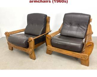Lot 1473 Pair Dutch oak brutalist Lounge armchairs 1960s