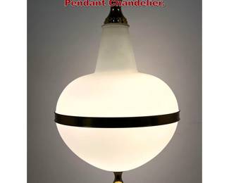 Lot 1420 Italian Mid Century Frosted Glass Pendant Chandelier.