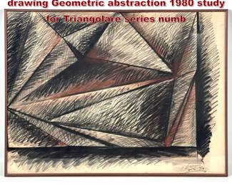 Lot 1574 Gerald DiGiusto Signed Charcoal drawing Geometric abstraction 1980 study for Triangolare series numb