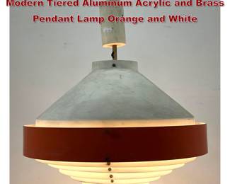 Lot 1477 Stilnovo Italian Mid Century Modern Tiered Aluminum Acrylic and Brass Pendant Lamp Orange and White