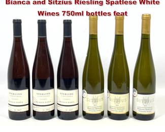 Lot 2012 6pcs Sterling Vineyards Malvasia Bianca and Sitzius Riesling Spatlese White Wines 750ml bottles feat
