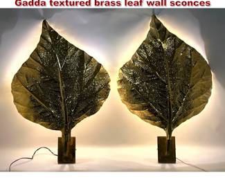 Lot 1412 Pair of Tommaso Barbi for Bottega Gadda textured brass leaf wall sconces 