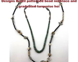 Lot 1920 2pc jewelry lot featuring Premier Designs Brazil patterned bead necklace and graduated turquoise hei