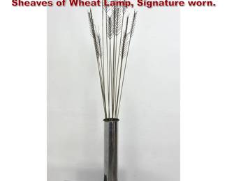Lot 1453 Vintage Mid Century Curtis Jere Sheaves of Wheat Lamp, Signature worn. 
