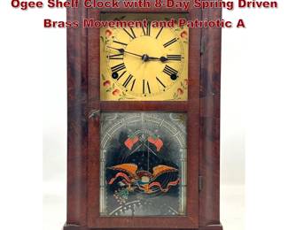 Lot 1854 Smith and Goodrich Mahogany Ogee Shelf Clock with 8Day Spring Driven Brass Movement and Patriotic A