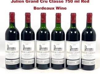 Lot 1949 6pc 1990 Chateau Lagrange SaintJulien Grand Cru Classe 750 ml Red Bordeaux Wine