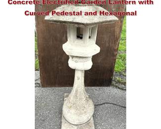 Lot 1621 Japanese Style Rankei Molded Concrete Electrified Garden Lantern with Curved Pedestal and Hexagonal 