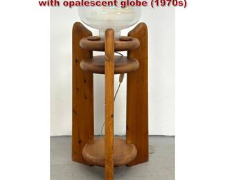 Lot 1495 Temde style oak floor lamp stand with opalescent globe 1970s 