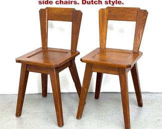 Lot 1444 Pair 1950s Constructivist style oak side chairs. Dutch style.