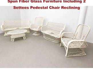 Lot 1632 5pc MidCentury Modern White Spun Fiber Glass Furniture Including 2 Settees Pedestal Chair Reclining