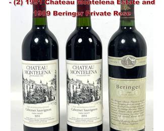 Lot 1944 3pc California Cabernet Sauvignon  2 1991 Chateau Montelena Estate and 1989 Beringer Private Rese