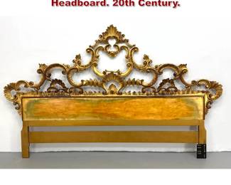 Lot 1676 Italian Rococo Style Giltwood King Headboard. 20th Century.