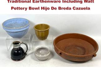 Lot 1880 6pc of Studio Pottery and Traditional Earthenware Including Watt Pottery Bowl Hijo De Breda Cazuela 