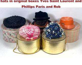Lot 1903 6 vintage mid century millinery hats in original boxes Yves Saint Laurent and Phillips Paris and Rob