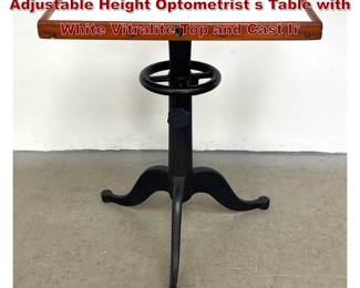 Lot 1687 Bosch and Lomb Industrial Adjustable Height Optometrist s Table with White Vitralite Top and Cast Ir