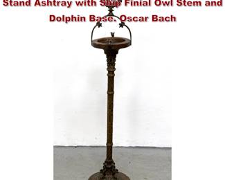 Lot 1707 Vintage Floor Standing Smoking Stand Ashtray with Ship Finial Owl Stem and Dolphin Base. Oscar Bach 