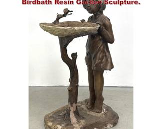 Lot 1626 Wild Thyme 2004 Girl with Nest Birdbath Resin Garden Sculpture. 