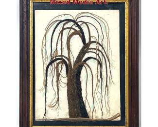 Lot 1851 Folk Art Style Hair and Cut Paper. Mixed Media Art. 