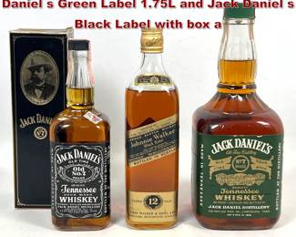 Lot 2040 3pc lot of Vintage Whiskeys Jack Daniel s Green Label 1.75L and Jack Daniel s Black Label with box a