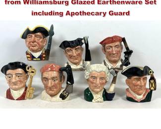 Lot 1827 7pc Royal Doulton Character Jugs from Williamsburg Glazed Earthenware Set including Apothecary Guard