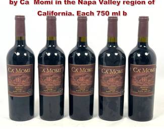 Lot 2033 5 bottles of 2009 Merlot produced by Ca Momi in the Napa Valley region of California. Each 750 ml b