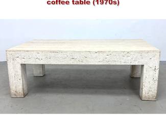 Lot 1462 Vintage coquina stone parsons coffee table 1970s