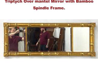 Lot 1677 Antique American Empire Gilt Wood Triptych Over mantel Mirror with Bamboo Spindle Frame.
